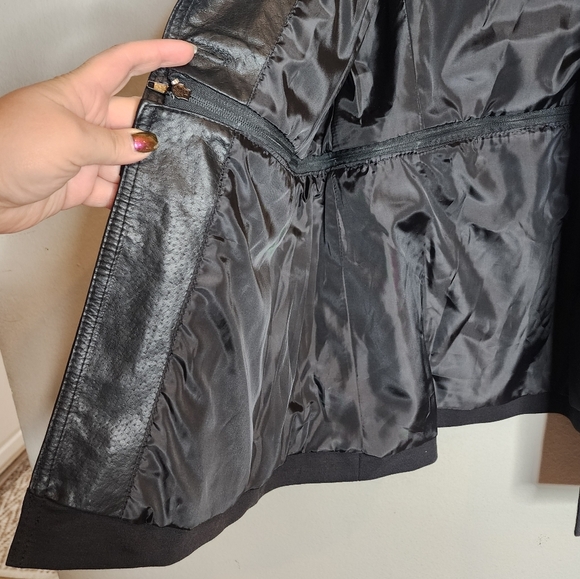 Roamans Genuine Leather Black Jacket Zip Off Hem Women's size 16W New - Picture 14 of 16